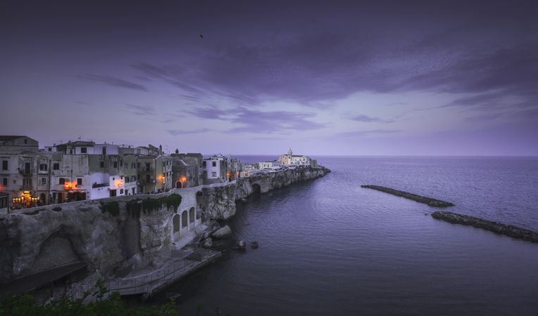 Vieste, town on the rocks, Puglia,  Italy