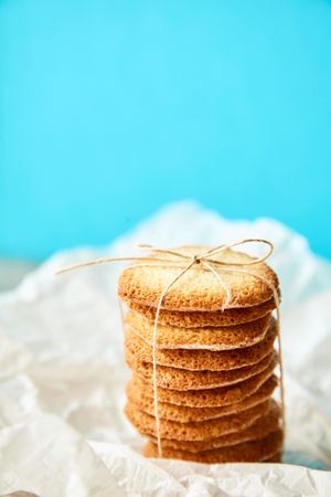 A stack of wrapped cookies for gifting