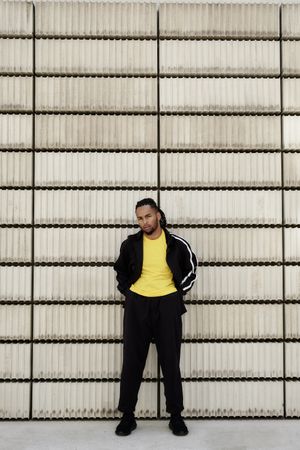 Black male near concrete blocks