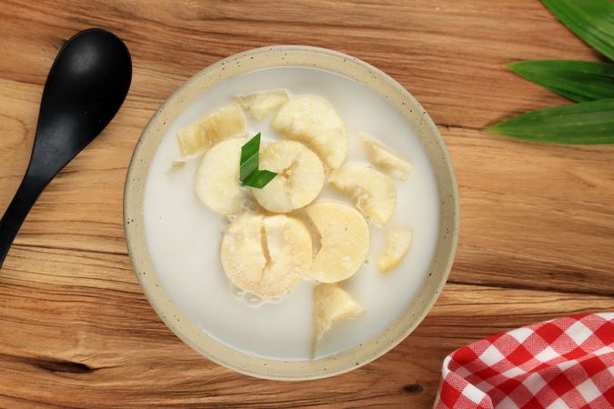 Kolak SIngkong, Sweet Cassava Soup or Singkong Thailand. Favorite Indonesian Dessert During Ramadan