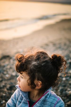 portrait of little girl at beach