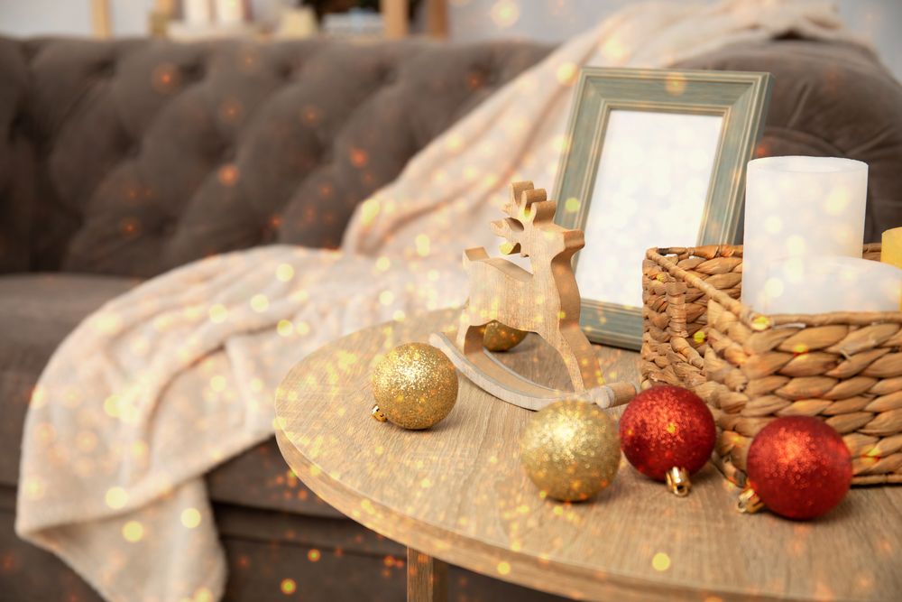 Concept of Christmas, cozy Christmas interior, space for text