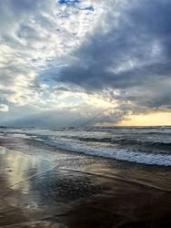 Seascape. Dramatic sunset
