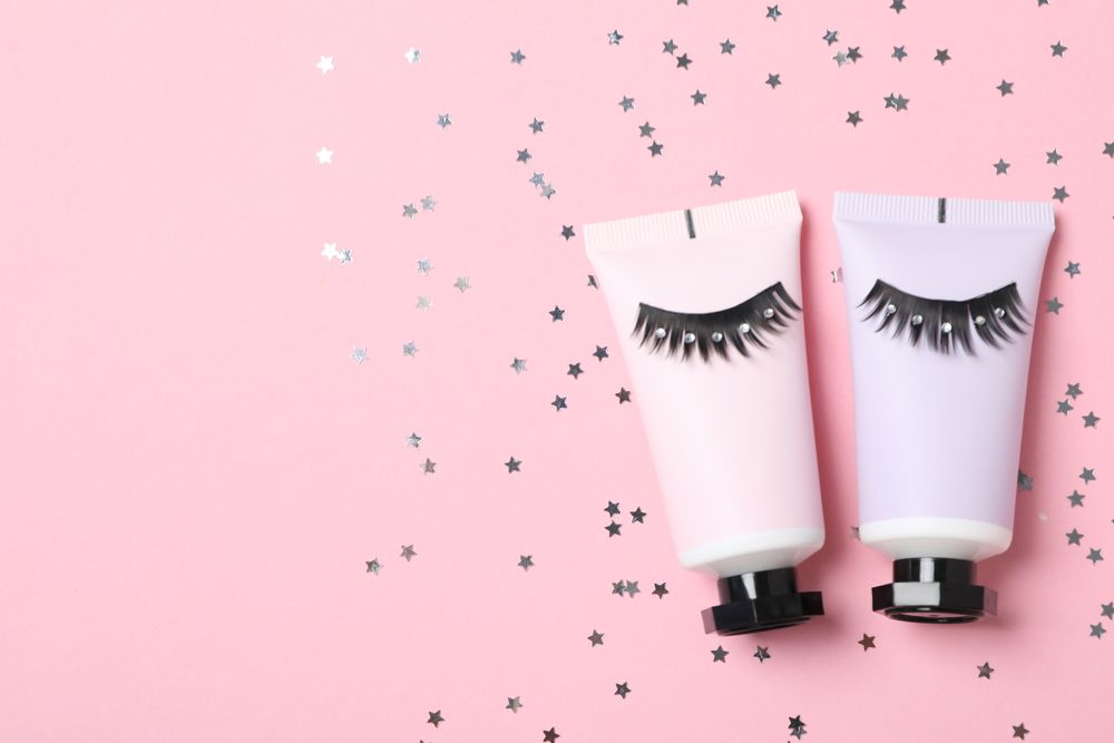 concept of cosmetology tools and beauty treatment, false eyelashes