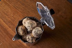 Moka pot with sweet truffles