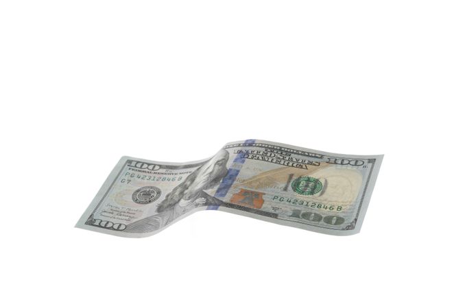 Bill of dollar isolated on light background