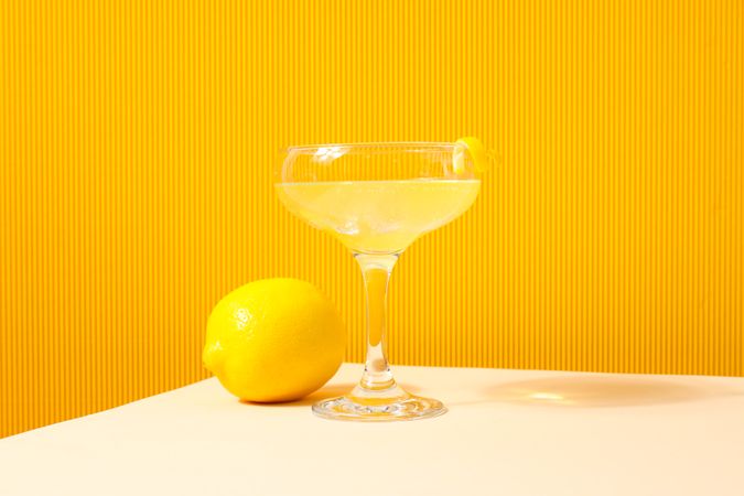 Concept of fresh summer drink - Limoncello cocktail