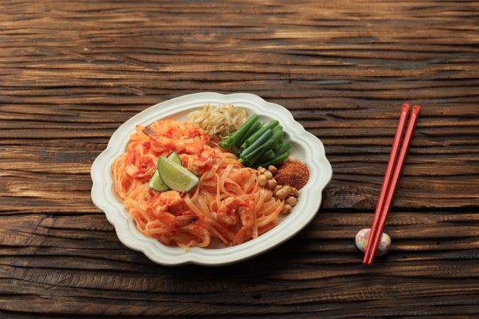Pad Thai, Stir Fried Rice Noodles with Shrimp