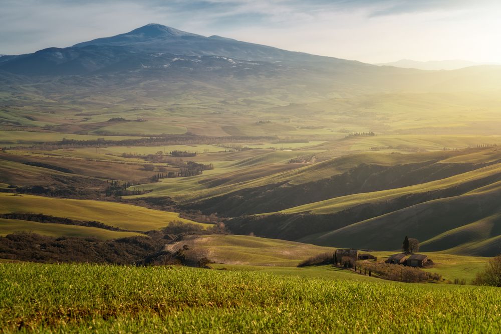Amazing green valley with mountains