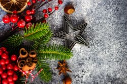 Top view of star cookie cutter for baking Christmas cookies