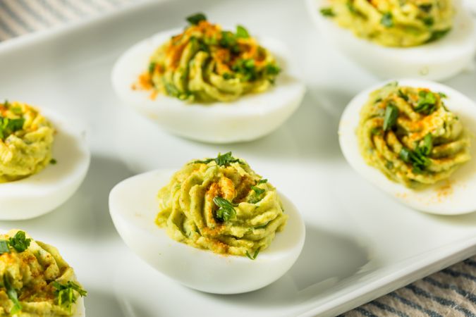 Homemade Green Avocado Deviled Eggs