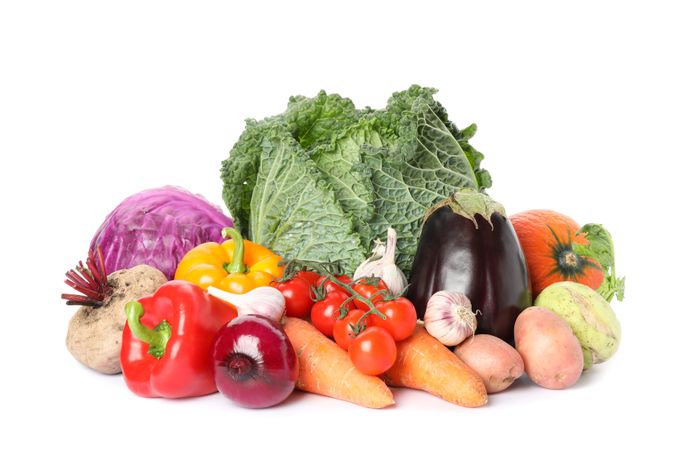 Composition with ripe organic vegetables isolated. Good harvest