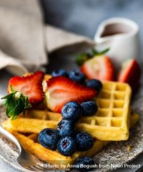 Waffle breakfast with fresh berries 0JGVpl