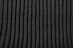 Close up dark grey knitted fabric background texture.