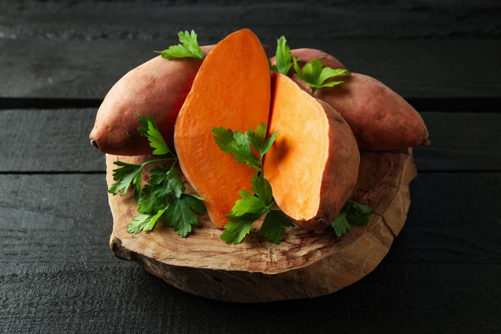 Concept of vegetables, tasty sweet potato, Batat
