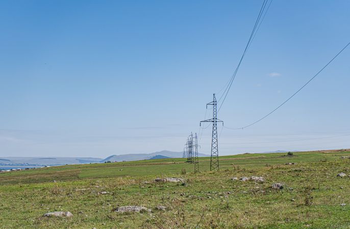 High voltage electricity tower landscape