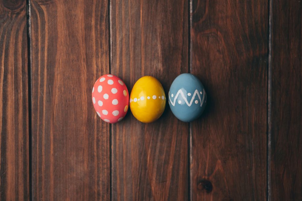 Set of Easter eggs on straw