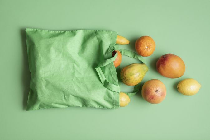 Eco friendly bag of tropical fruits