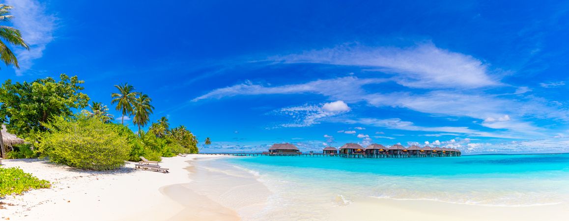 Panoramic wide shot of tropical beach