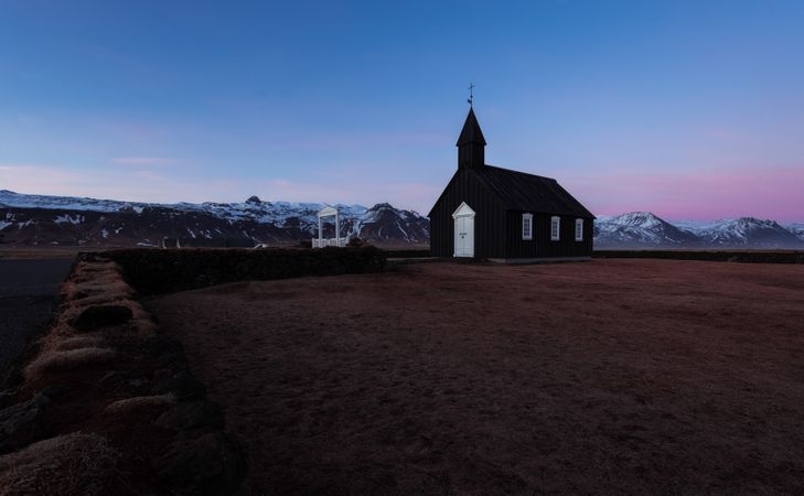 Wooden christian church Budakirkja in Iceland