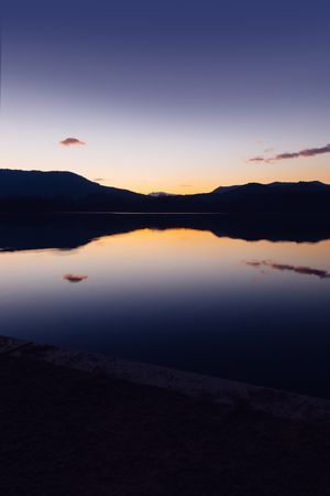 Sunset on the mountain lake
