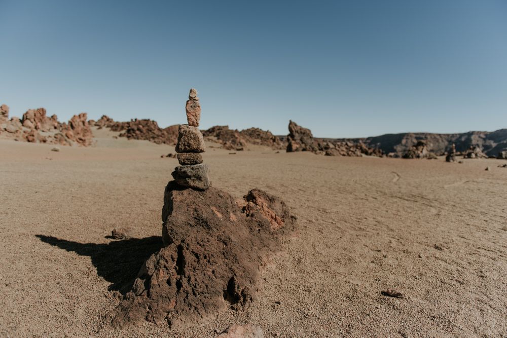 Stones tower in dry desert