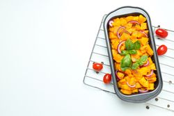 Concept of tasty homemade dish - baked pumpkin