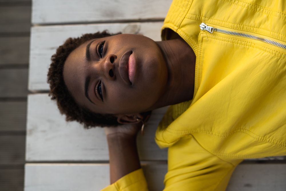 Woman chilling on bench