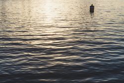 Waves on water surface with buoy