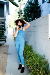 Female photographer shooting outside