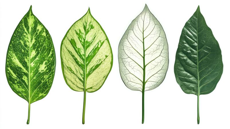 Four green leaves isolated