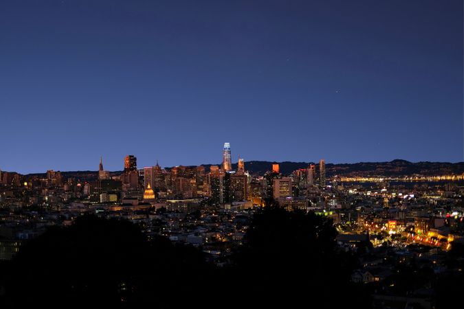 Modern megapolis in dark night