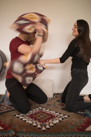 Adult couple having fun at home