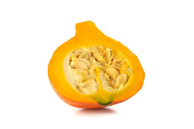 Half of pumpkin isolated on blank background