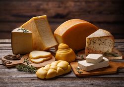 Pieces of different cheeses