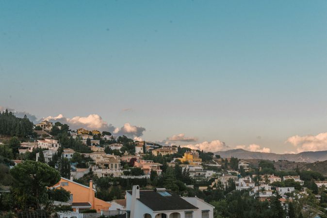 Small clouds over beautiful town