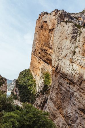 Top view of a river crossing a canyon