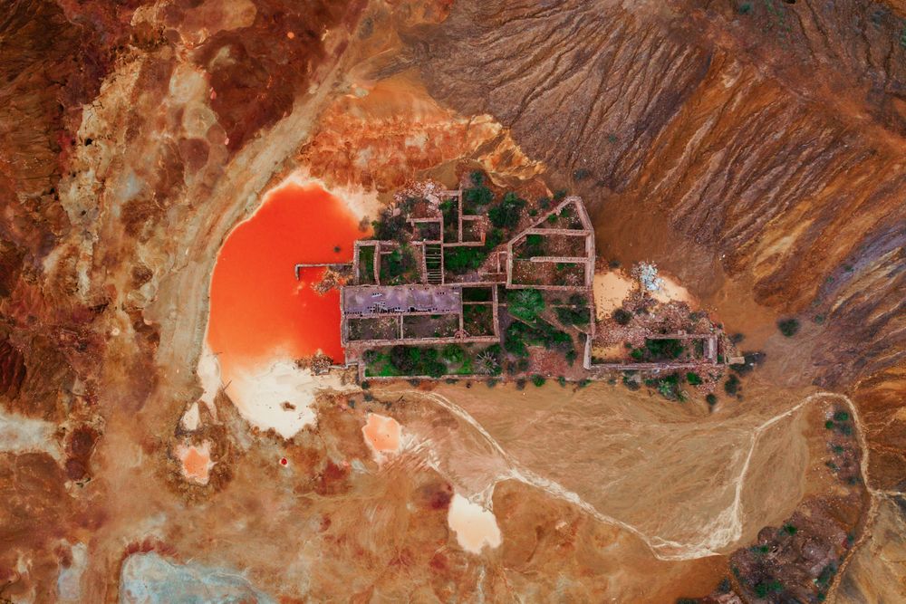Aerial view to ancient ruins