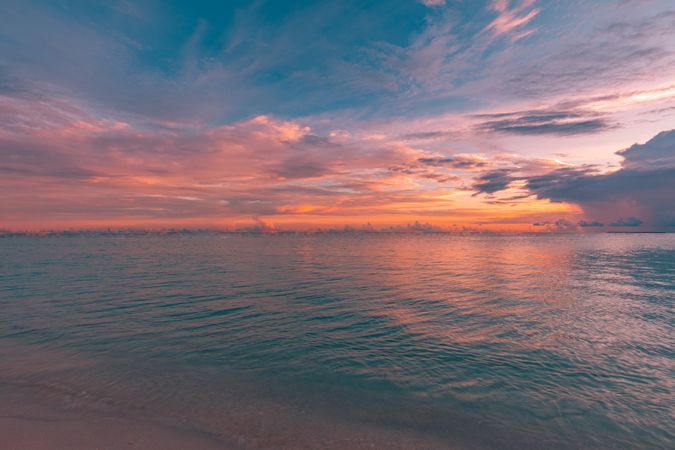 Sun just down over a vast ocean