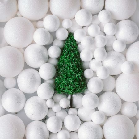 Christmas tree in snow balls decoration