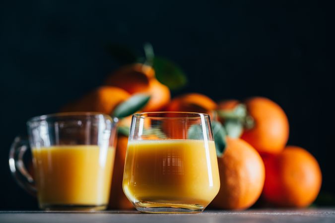 Orange juice on table
