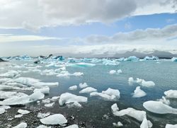 Iceland, Jokulsarlon Lagoon, Turquoise icebergs floating in Glacier Lagoon on Iceland.
