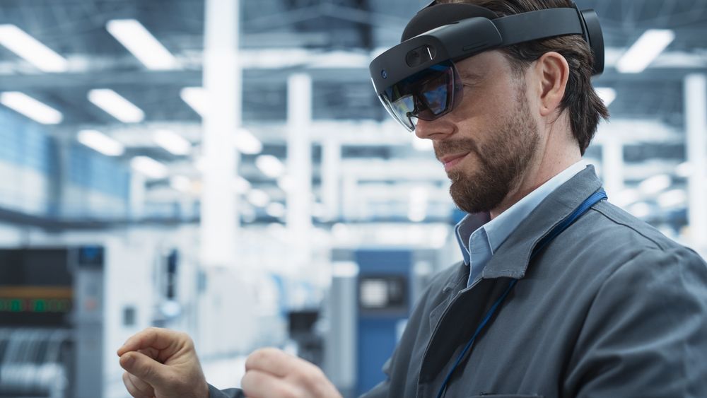 Male scientist in lab in goggles