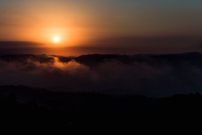 Amazing view of mountains and blue heaven at sunrise
