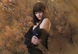 Sensual female in autumn countryside
