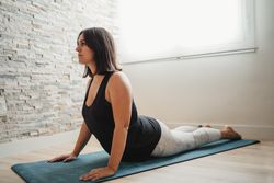 Woman meditating at home