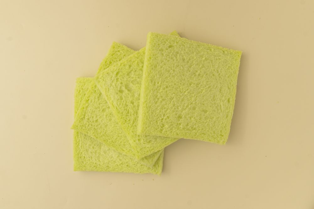 Soft pandan flavored bread without crust