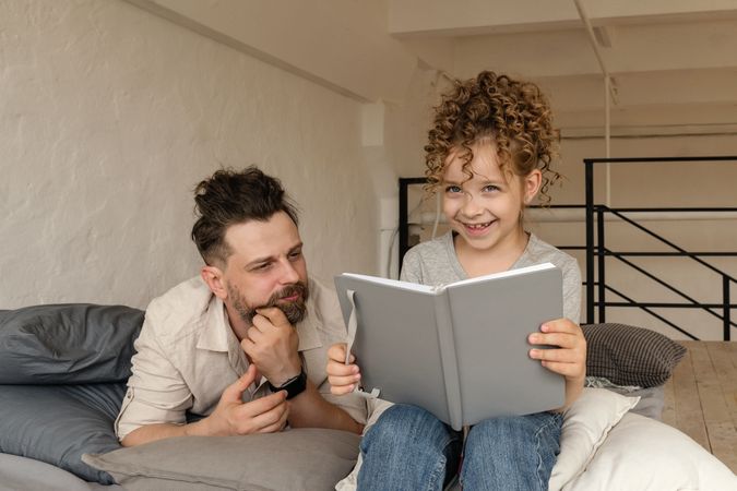 Dad and daughter at home
