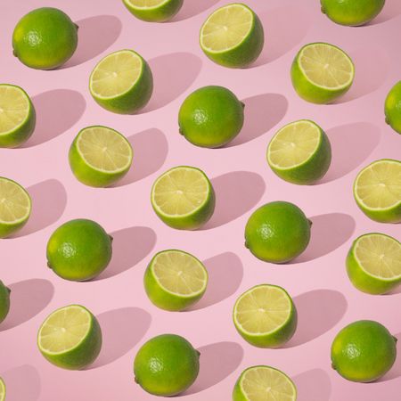 Pattern with limes in vibrant green color