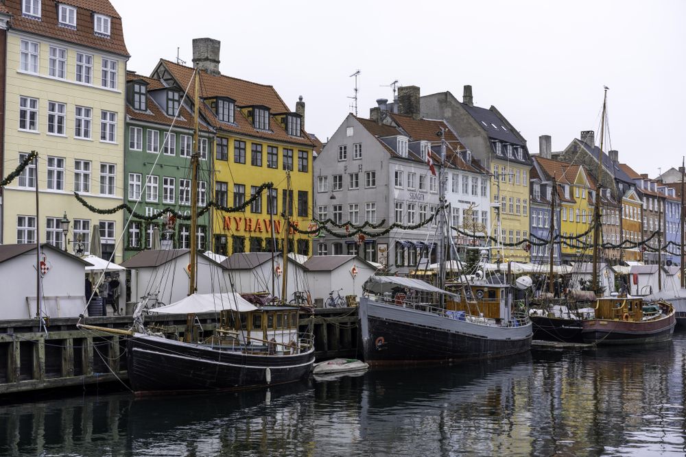 Canal in Denmark on overcast day